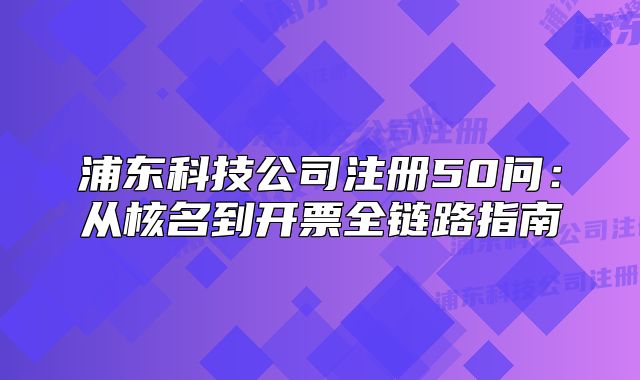 浦東科技公司注冊50問：從核名到開票全鏈路指南