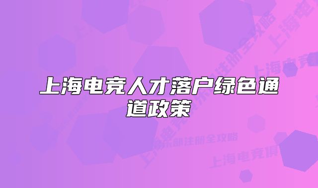 上海電競(jìng)?cè)瞬怕鋺艟G色通道政策