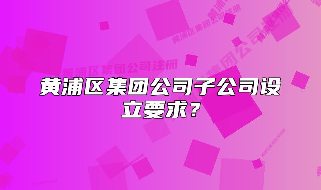 黃浦區(qū)集團(tuán)公司子公司設(shè)立要求？