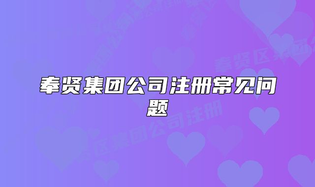 奉賢集團公司注冊常見問題