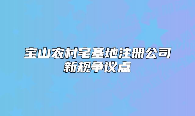 寶山農(nóng)村宅基地注冊(cè)公司新規(guī)爭(zhēng)議點(diǎn)