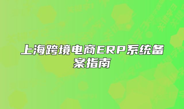 上?？缇畴娚蘀RP系統(tǒng)備案指南