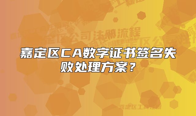 嘉定區(qū)CA數(shù)字證書簽名失敗處理方案？