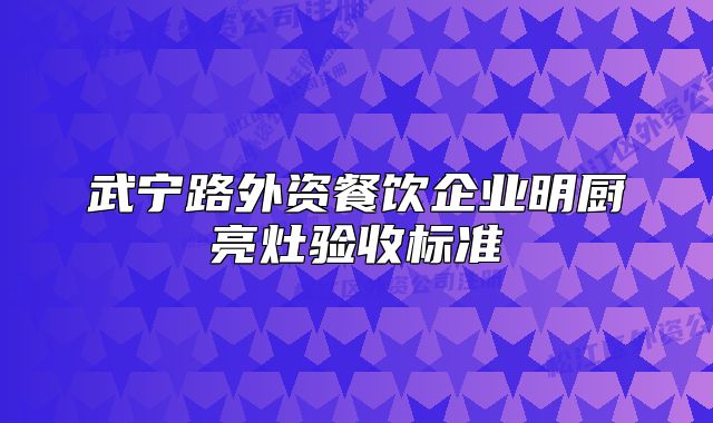 武寧路外資餐飲企業(yè)明廚亮灶驗收標準