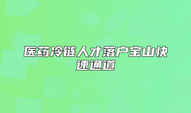 醫(yī)藥冷鏈人才落戶寶山快速通道