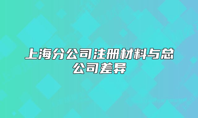 上海分公司注冊(cè)材料與總公司差異
