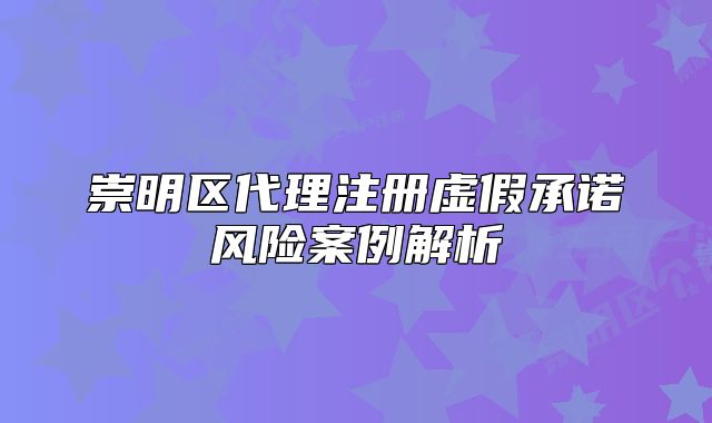 崇明區(qū)代理注冊虛假承諾風(fēng)險(xiǎn)案例解析
