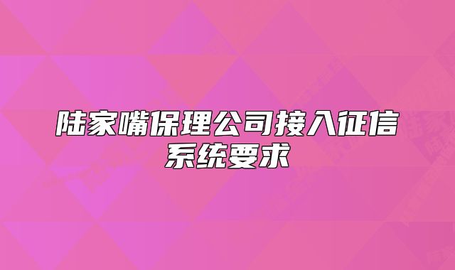 陸家嘴保理公司接入征信系統(tǒng)要求