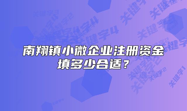 南翔鎮(zhèn)小微企業(yè)注冊資金填多少合適？