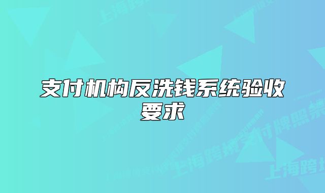 支付機(jī)構(gòu)反洗錢系統(tǒng)驗(yàn)收要求