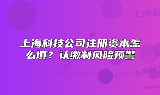 上?？萍脊咀再Y本怎么填？認繳制風險預警