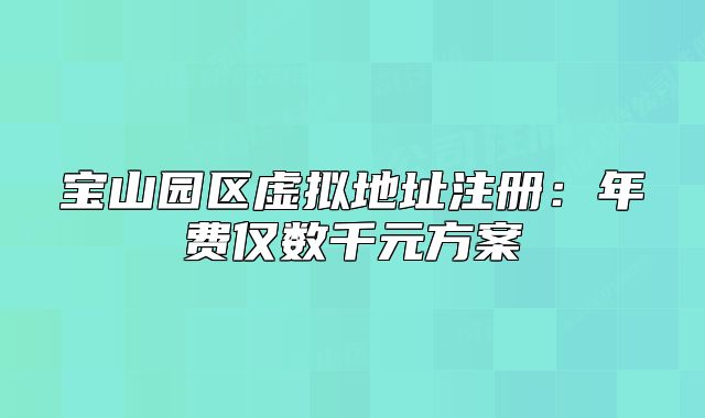 寶山園區(qū)虛擬地址注冊：年費(fèi)僅數(shù)千元方案