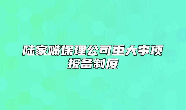 陸家嘴保理公司重大事項報備制度