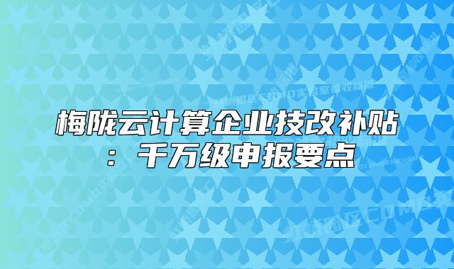 梅隴云計算企業(yè)技改補(bǔ)貼：千萬級申報要點(diǎn)