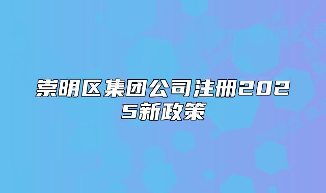 崇明區(qū)集團(tuán)公司注冊2025新政策