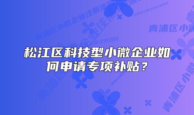 松江區(qū)科技型小微企業(yè)如何申請(qǐng)專項(xiàng)補(bǔ)貼？