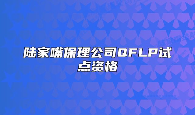陸家嘴保理公司QFLP試點資格