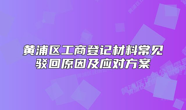 黃浦區(qū)工商登記材料常見駁回原因及應(yīng)對方案
