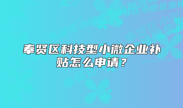 奉賢區(qū)科技型小微企業(yè)補(bǔ)貼怎么申請(qǐng)？