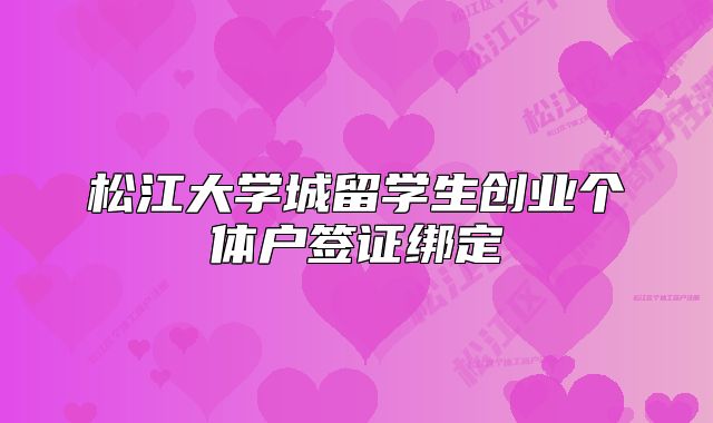 松江大學城留學生創(chuàng)業(yè)個體戶簽證綁定