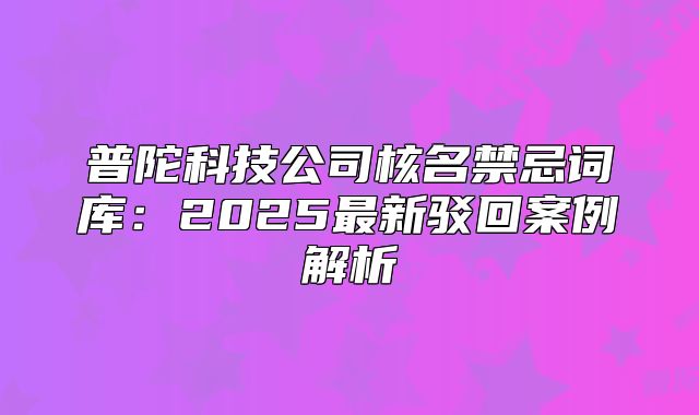 普陀科技公司核名禁忌詞庫：2025最新駁回案例解析