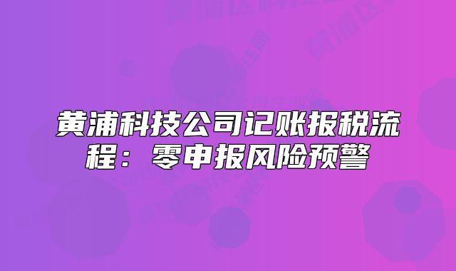 黃浦科技公司記賬報稅流程：零申報風(fēng)險預(yù)警