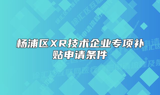楊浦區(qū)XR技術(shù)企業(yè)專項(xiàng)補(bǔ)貼申請(qǐng)條件