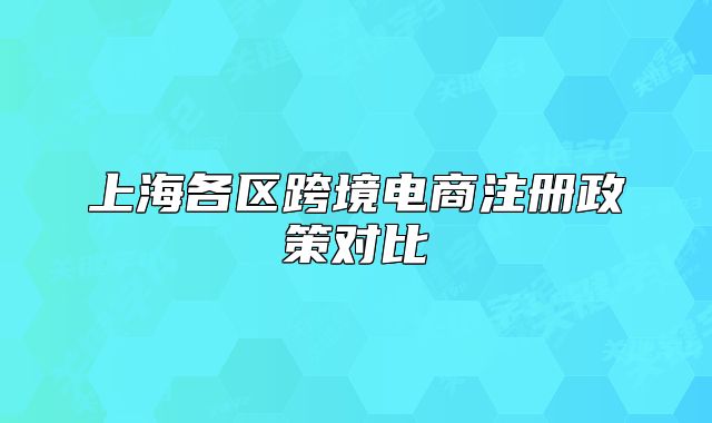 上海各區(qū)跨境電商注冊政策對比