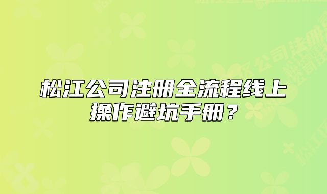 松江公司注冊全流程線上操作避坑手冊？