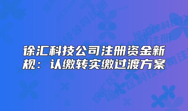 徐匯科技公司注冊(cè)資金新規(guī)：認(rèn)繳轉(zhuǎn)實(shí)繳過渡方案