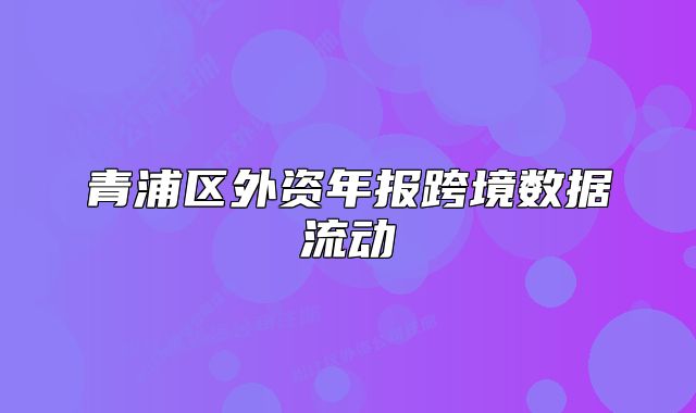青浦區(qū)外資年報跨境數(shù)據(jù)流動