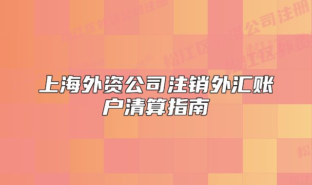 上海外資公司注銷外匯賬戶清算指南