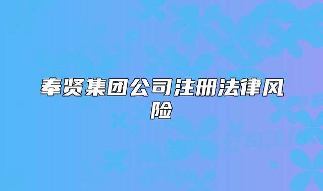奉賢集團公司注冊法律風險