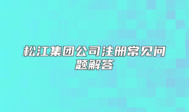 松江集團(tuán)公司注冊(cè)常見(jiàn)問(wèn)題解答