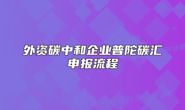 外資碳中和企業(yè)普陀碳匯申報(bào)流程