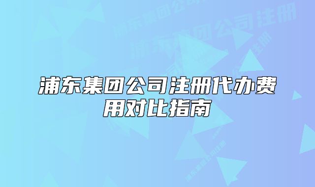 浦東集團(tuán)公司注冊代辦費(fèi)用對比指南