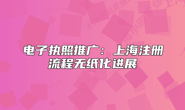 電子執(zhí)照推廣：上海注冊流程無紙化進展