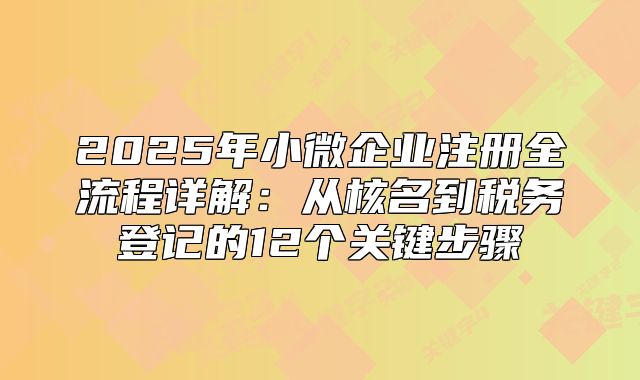 2025年小微企業(yè)注冊全流程詳解：從核名到稅務登記的12個關鍵步驟
