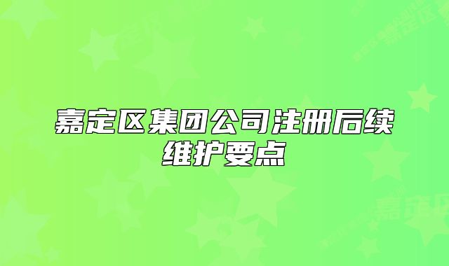 嘉定區(qū)集團(tuán)公司注冊后續(xù)維護(hù)要點(diǎn)