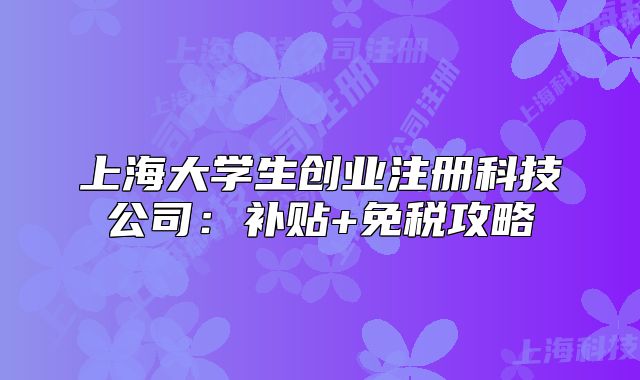 上海大學(xué)生創(chuàng)業(yè)注冊科技公司：補(bǔ)貼+免稅攻略