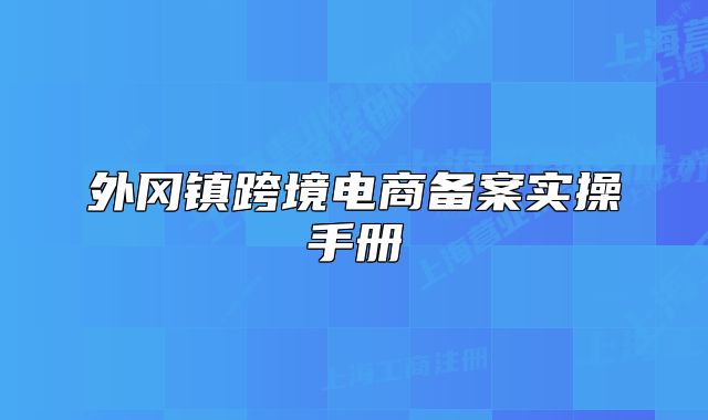 外岡鎮(zhèn)跨境電商備案實(shí)操手冊