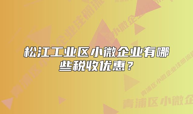 松江工業(yè)區(qū)小微企業(yè)有哪些稅收優(yōu)惠？