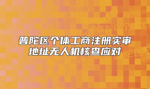 普陀區(qū)個(gè)體工商注冊(cè)實(shí)審地址無(wú)人機(jī)核查應(yīng)對(duì)