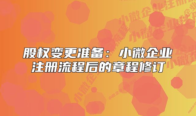 股權(quán)變更準備:小微企業(yè)注冊流程后的章程修訂