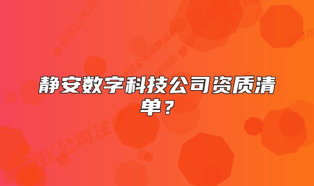 靜安數(shù)字科技公司資質(zhì)清單？