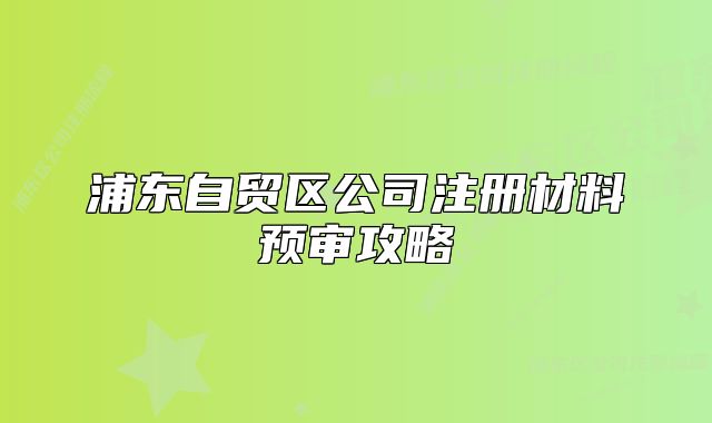 浦東自貿(mào)區(qū)公司注冊(cè)材料預(yù)審攻略