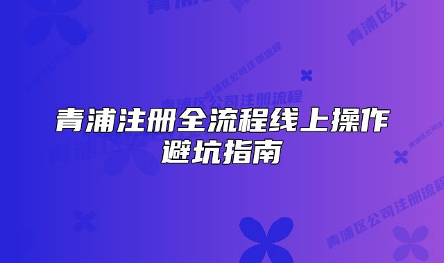 青浦注冊全流程線上操作避坑指南