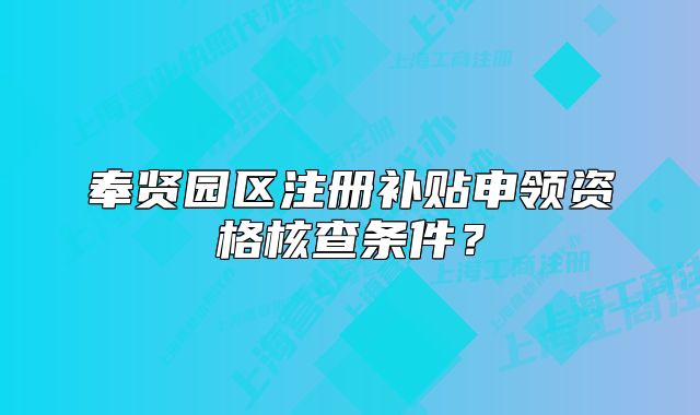 奉賢園區(qū)注冊(cè)補(bǔ)貼申領(lǐng)資格核查條件？