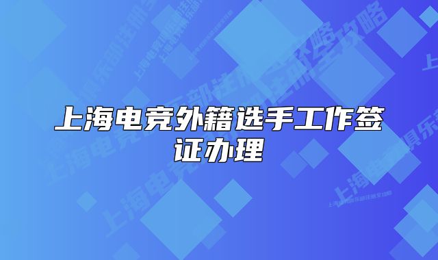 上海電競外籍選手工作簽證辦理