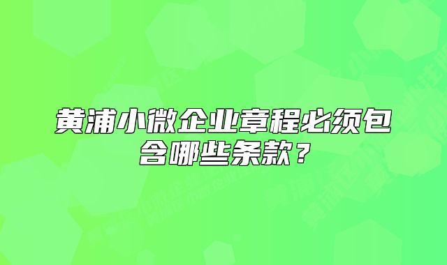 黃浦小微企業(yè)章程必須包含哪些條款？
